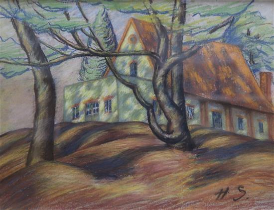 Pastel drawing, rural scene, 29 x 39cm